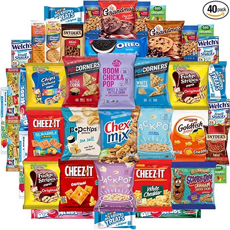 a collage of snack brands